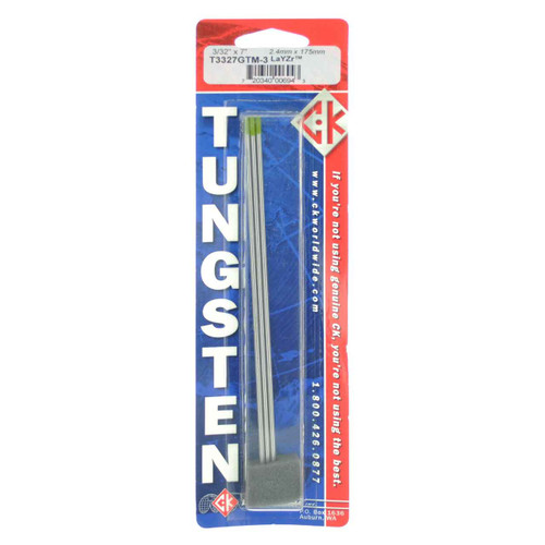 CK T3327GTM3 LaYZr Tungsten Electrode 3/32" x 7", 3 pack