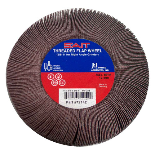 United Abrasives SAIT 72142 5x3/4x5/8-11 Threaded Flap Wheel 60