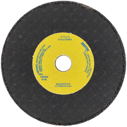 Norton 66243522415 3x3/8x3/8 in. Gemini Snagging Wheels, Alum. Oxide