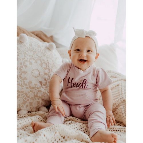 Personalized Lilac Baby Jumpsuit