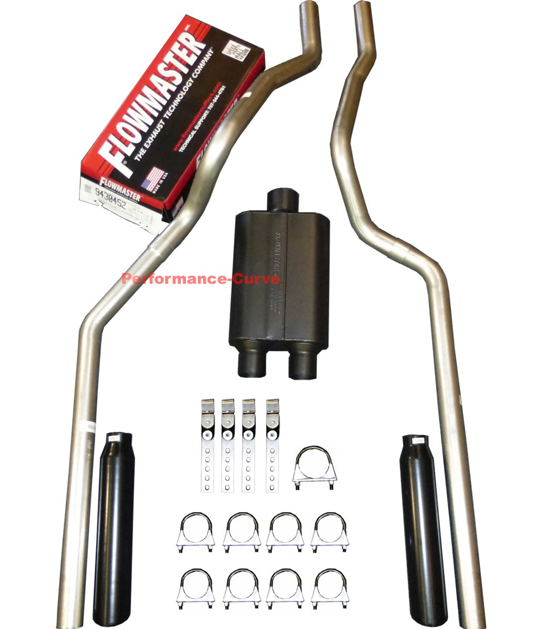 99-08 Chevrolet Silverado GMC Sierra Truck Dual Exhaust w/ Flowmaster Super  44 - Black Tips