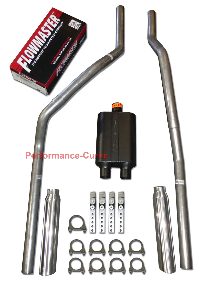 Dual Exhaust System For 83-01 Chevy/GMC S10 S15 Truck - Single Chamber Muffler, Aggressive Tone, 2.25" Pipes