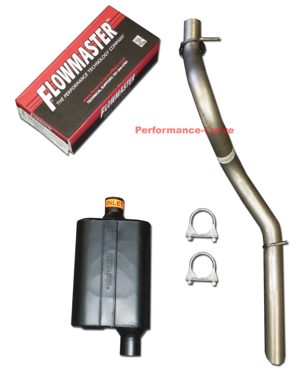 1997 - 2000 Jeep Wrangler Performance Exhaust w/ Flowmaster Super 44 Muffler  - Performance-Curve