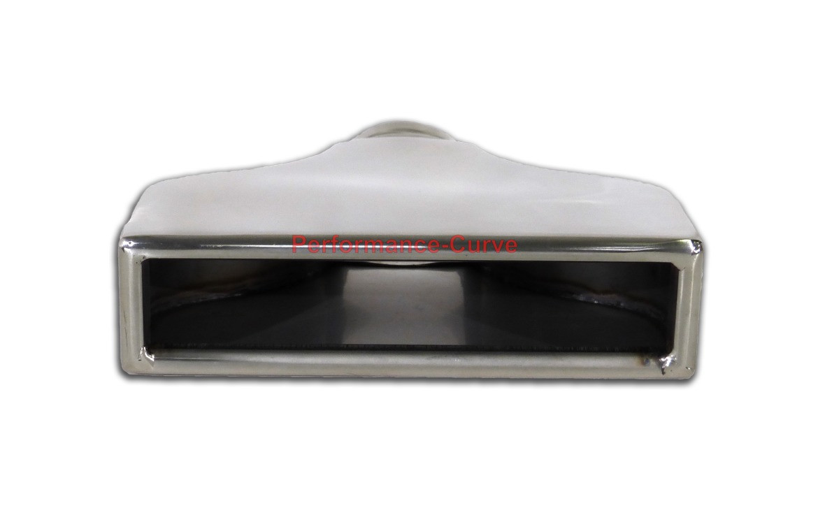2.25" Inlet 7" Long Polished Stainless Steel Slant Oval Exhaust Tip – Resonated, Weld-On – TRI-HYBERS