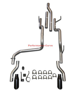 03-12 Dodge Ram 2500 3500 5.7 Hemi Performance Dual Exhaust Pipe Kit - Rear Exit Black Tips