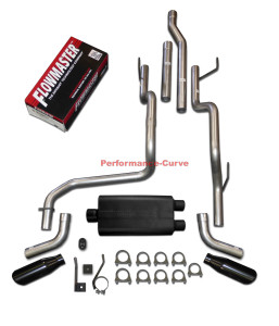 03-12 Dodge Ram 2500 3500 Dual Exhaust Kit w/ Flowmaster 50 DeltaFlow - Mellow - Side Exit Black Tips