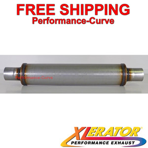 Xlerator Performance Exhaust Muffler / Resonator SS 2.25" ID - 4" Round - XS0425