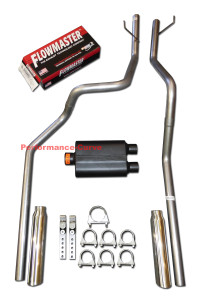 03-05 Dodge Ram Hemi Mandrel Bent Dual Exhaust w/ Flowmaster Super 44 Muffler - Polished Tips
