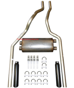 01-06 Chevrolet GMC Truck 6.0L / 8.1L Mandrel Dual Exhaust Large Body Xlerator - Black Tips