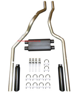 01-06 Chevrolet GMC Truck 6.0L / 8.1L Mandrel Dual Exhaust w/ 3 Chamber Muffler - Black Tips