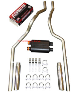 01-06 Chevrolet GMC Truck 6.0L 8.1L Mandrel Dual Exhaust w/ Flowmaster Super 40 - Polished Tips