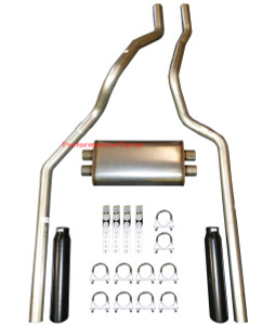 01-06 Chevrolet GMC Truck 6.0L / 8.1L Mandrel Dual Exhaust 22" Max Flow - Black Tips