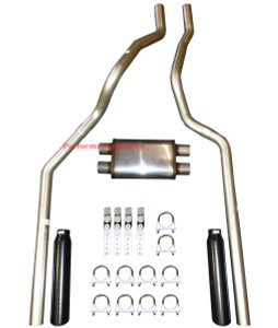 01-06 Chevrolet GMC Truck 6.0L / 8.1L Mandrel Dual Exhaust Thunderbolt Muffler - Black Tips