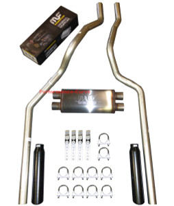 01-06 Chevrolet GMC Truck 6.0L / 8.1L Mandrel Dual Exhaust w/ 18" Magnaflow - Black Tips