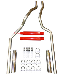 01-06 Chevrolet GMC Truck 6.0L / 8.1L Mandrel Dual Exhaust Dual Cherry Bomb - Polished Tips