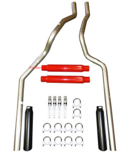 01-06 Chevrolet GMC Truck 6.0L / 8.1L Mandrel Dual Exhaust Dual Cherry Bomb - Black Tips