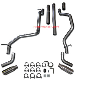 2007 - 2013 Chevrolet Silverado GMC Sierra 4.8 5.3 Dual Exhaust Pipe Kit w/ Polished Tips Side Exit