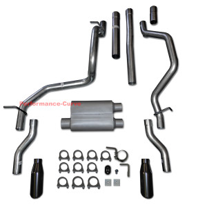 07-13 Chevrolet Silverado GMC Sierra 5.3 4.8 Dual Exhaust w/ 2 Chamber Muffler - Rear Exit Black Tips