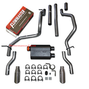 07-13 Chevrolet Silverado GMC Sierra 4.8 5.3 Dual Exhaust - Flowmaster Super 40 - Rear Exit Polished Tips