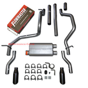 07-13 Chevrolet Silverado GMC Sierra 4.8 5.3 Dual Exhaust - Flowmaster 50 Series - Rear Exit Black Tips