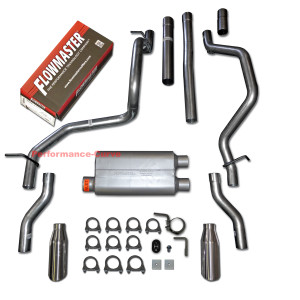 07-13 Chevrolet Silverado GMC Sierra 4.8 5.3 Dual Exhaust - Flowmaster 50 Series - Rear Exit Polished Tips