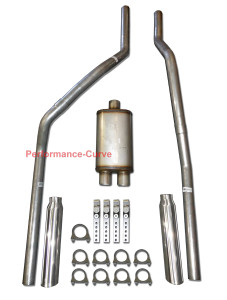 83-01 Chevrolet GMC S10 S15 Mandrel Bent Dual Exhaust w/ Xlerator Muffler - Polished Tips