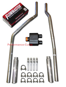 83-01 Chevrolet GMC S10 S15 Mandrel Bent Dual Exhaust w/ Flowmaster Super 10 - Polished Tips