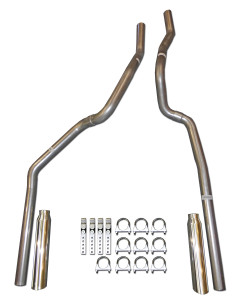 96-99 Chevrolet GMC Truck 5.7L Mandrel Bent Dual Exhaust Tail Pipe Kit w/ Tips - Polished Tips