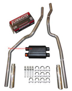 96-99 Chevrolet GMC Truck 5.7L Mandrel Dual Exhaust w/ Flowmaster Super 44 - Polished Tips