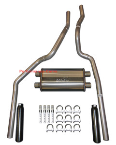 96-99 Chevrolet GMC Truck 5.7L Mandrel Dual Exhaust w/ 22" MagnaFlow Muffler - Black Tips