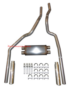 96-99 Chevrolet GMC Truck 5.7L Mandrel Dual Exhaust w/ 18" MaxFlow Muffler - Polished Tips