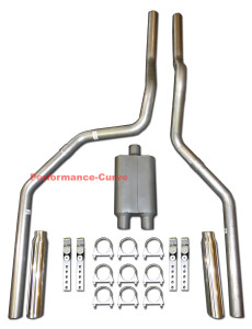 97 - 01 FORD F150 4.2 4.6 5.4 Truck Mandrel Bent Dual Exhaust - FullBoar Muffler - Polished Tips