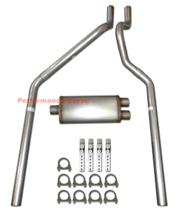 04-08 Dodge Dakota 3.7 / 4.7 Mandrel Bent Dual Exhaust w/ 18" MaxFlow Muffler