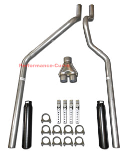 2004 - 2008 Dodge Dakota 3.7 / 4.7 Mandrel Bent Dual Exhaust w/ Y Pipe - Black Tips