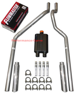 04-08 Dodge Dakota Mandrel Bent Dual Exhaust w/ Flowmaster Muffler Super 44 - Polished Tips