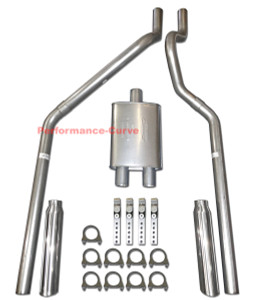 04-08 Dodge Dakota 3.7 4.7 Mandrel Bent Dual Exhaust w/ Big Max Turbo Muffler - Polished Tips