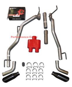 09-21 Dodge Ram Catback Performance Dual Exhaust Side Exit - Cherry Bomb Extreme - Black Tips
