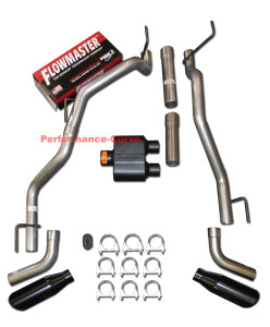09-21 Dodge Ram Catback Performance Dual Exhaust Side Exit - Flowmaster Super 10 - Black Tips