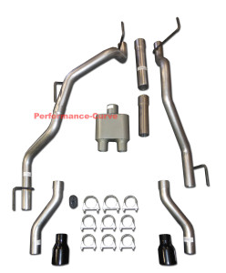 Performance Cat-Back Dual Exhaust Fits 09-22 Dodge RAM 5.7 - Single Chamber - Black Tips