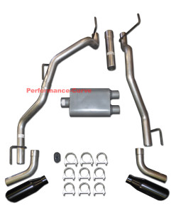 09-21 Dodge Ram Catback Performance Dual Exhaust Side Exit  - 2 Chamber Muffler - Black Tips