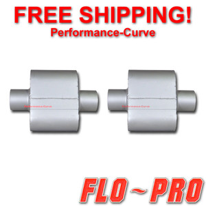 Pair of Single Chamber Performance Race Mufflers FLO-PRO Super V 3"  - V430109