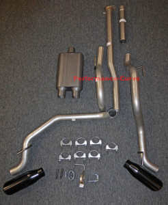 13 - 15 Toyota Tacoma Cat-back Dual Exhaust Side Exit - w/ FullBoar 2 Chamber - Black Tips