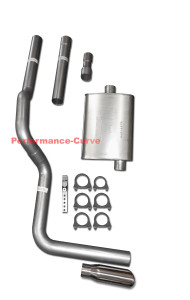 88-01 Dodge Ram Mandrel Bent Exhaust w/ Big Max Turbo Muffler - Mellow - Polished Tip