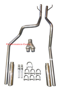 02-05 Dodge Ram Dual Mandrel Bent Exhaust w/ Y Pipe - Polished Tips