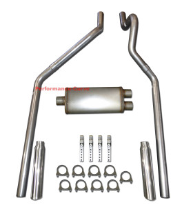 87 - 99 Dodge Dakota 3.2 5.9 Mandrel Bent Dual Exhaust w/ 18" MaxFlow Muffler - Polished Tips