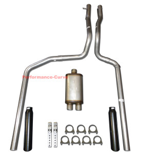 87-96 Ford F150 F250 Truck Performance Dual Exhaust System w/ MaxFlow Muffler - Black Tips