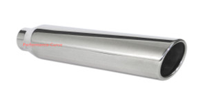 Stainless Steel Rolled Edge Exhaust Tip - 2.25" Inlet - 3.5" Outlet - 18" Long