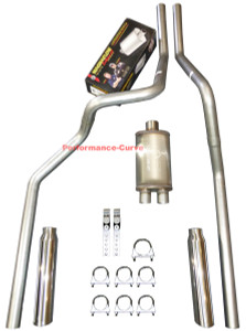 06-08 Dodge RAM 3.7 4.7 5.7 Mandrel Bent Dual Exhaust w/ MagnaFlow 14" Muffler - Polished Tips