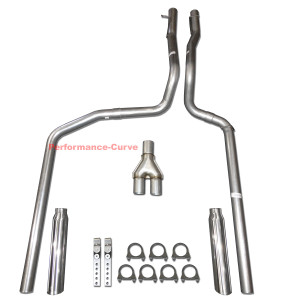 87-96 Ford F150 F250 4.9 5.0 5.8 Truck Performance Dual Exhaust w/ Y Pipe - Polished Tips