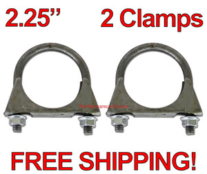 2.25" Exhaust U-Bolt Clamp - 5/16" Rod - Standard Duty - Saddle Style 2 1/4" - 2 Pack